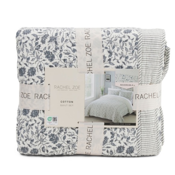 RACHEL ZOE Cotton Neutral Floral Quilt Set - Picture 1 of 1